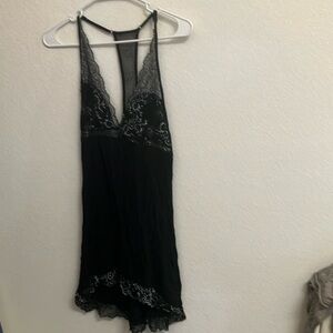Daisy Fuentes Black Lace Trim Chemise Nightdress